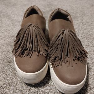 J slides slip on tassel sneakers